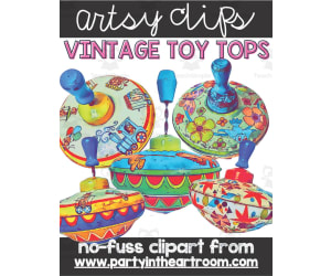 Vintage Toy Tops Clipart