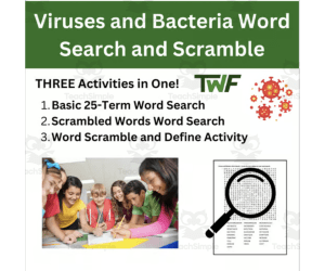 Viruses and Bacteria Word Search and Scramble Review Activity
