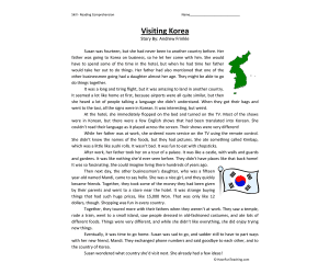 Visiting Korea Reading Comprehension Worksheet
