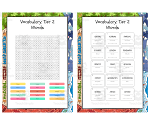 Vocabulary Tier 2 Words word search, scramble and crossword puzzle