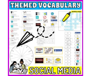 Vocabulary with Cards | Crossword Wordsearch Anagram SOCIAL MEDIA