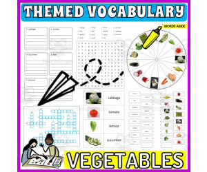 Vocabulary with Cards | Crossword Wordsearch Anagram VEGETABLES