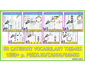 Vocabulary with Flash Cards | Crossword Wordsearch Anagram BUNDLE