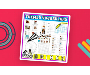 Vocabulary with Flash Cards | Crossword Wordsearch Anagram DRINKS