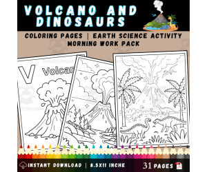 Volcano Coloring Pages | Dinosaurs, Science & Activity Worksheets