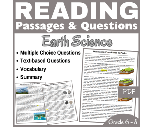 Volcanoes, Rocks, & Mountains: Reading Comprehension Passages (PDF)
