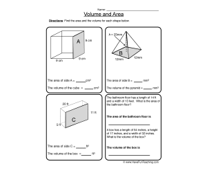 Volume Area Worksheet