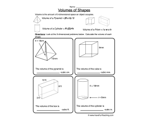 Volume of 3D Shapes Worksheet