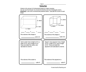 Volume Rectangular Prisms Worksheet