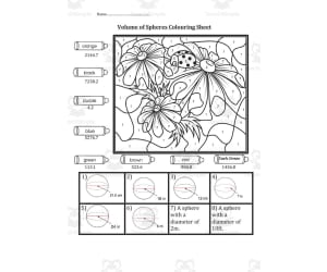 Volumes of Spheres Color by Number Activity