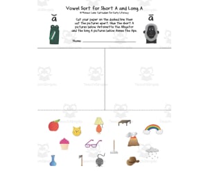 Vowel Sort with Pictures Worksheet