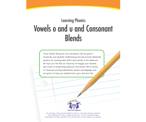 Vowels o and u and Consonant Blends Printable Workbook