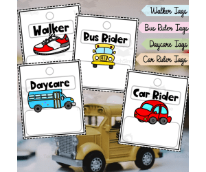 Walker Car Rider Bus Rider Daycare Tags