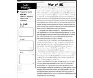 War of 1812 Reading Packet - 5th Grade TEKS