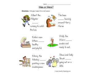 Was Were Fill in the Blanks Worksheet