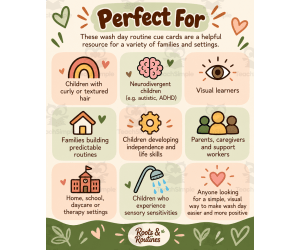 Wash Day Routine Cue Cards designed for independence, communication