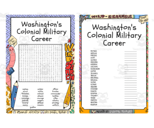 Washington's Colonial Military Career word search & scramble