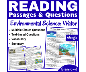Water Cycle, Acid Rain, & Wastewater: Reading Comprehension (Docs)