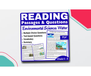 Water Cycle, Acid Rain, & Wastewater: Reading Comprehension (PDF)