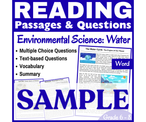Water Cycle, Acid Rain, & Wastewater: SAMPLE Reading Passage (Word)