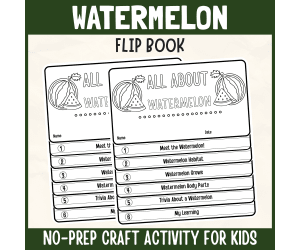 Watermelon Fruit plant Flipbook Craft Science Study Writing Activity