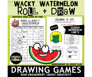 Watermelon Roll and Draw Games |  Watermelon Day August Art Activity