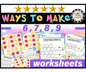 Ways to Make 6 ,7, 8,9|Visual Addition Numbers Ways to Make Worksheet