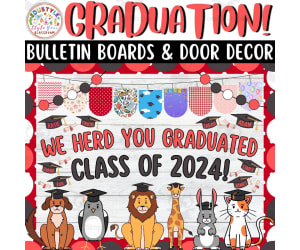 We Herd You: Animals Graduation Bulletin Boards & Door Decor Kits