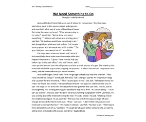 We Need Something Reading Comprehension Worksheet