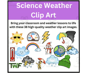 Weather Clip Art -38 Color & Black and White Weather Images Elementary