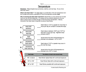 Weather Warning Vocabulary Worksheet