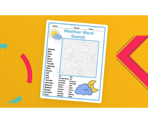 Weather Word Search 2rd 3th 4th 5th Grade worksheet activity