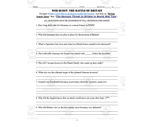 Web Quest: The Battle of Britain | History Worksheet