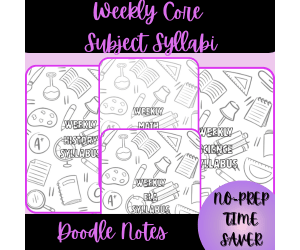 Weekly Core Subject Syllabi Doodle Notes Bundle