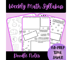 Weekly Math Syllabus Doodle Notes