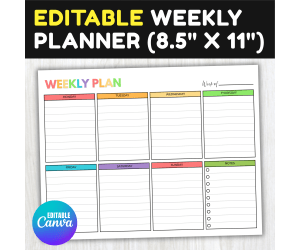 Weekly Planner | Weekly Schedule Template Teacher | To Do List Student