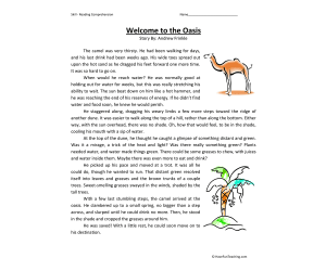 Welcome to the Oasis Reading Comprehension Worksheet