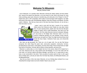 Welcome to Wisconsin Reading Comprehension Worksheet