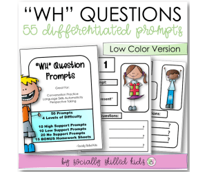 "WH" Question Prompts Set 1 | Low Color Version