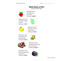 What Flavor is This Reading Comprehension Worksheet