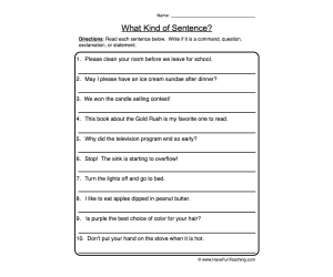 What Kind of Sentence? Worksheet
