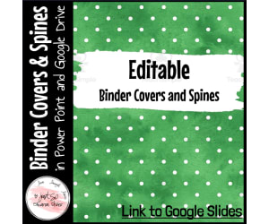 White Dots on Fern Green Watercolor Binder Covers & Spines