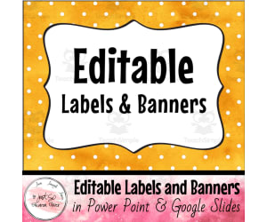 White Dots on HONEY (Golden Yellow) Watercolor Labels & Banner Flags