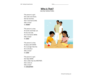 Who is That Reading Comprehension Worksheet