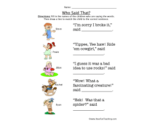 Who Said That Worksheet