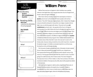 William Penn Reading Packet