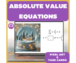 Winter Absolute Value Equations Pixel Art and Printable Task Cards