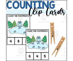 Winter Counting to 10 Clip Cards with Yetis