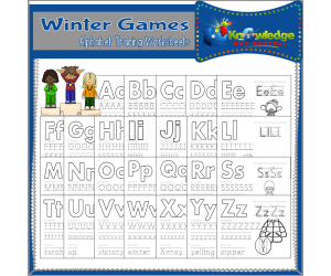 Winter Games Alphabet Tracing Worksheets - EBOOK