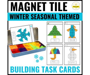Winter Magnetic Magnet Tile Task Cards Printables Build | Fine Motor